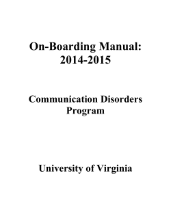 On-Boarding Manual: 2014-2015 Communication Disorders
