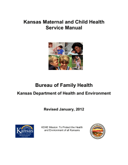 Kansas Maternal and Child Health Service Manual Bureau of Family Health
