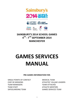 GAMES SERVICES MANUAL SAINSBURY’S 2014 SCHOOL GAMES 4