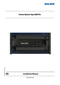 Control System Type ABS PCx EN Installation Manual www.sulzer.com