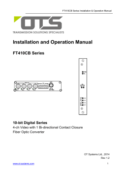 Installation and Operation Manual FT410CB Series  10-bit Digital Series