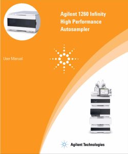 Agilent 1260 Infinity High Performance Autosampler User Manual