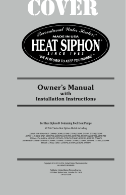 COVER Owner’s Manual with Installation Instructions