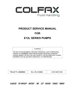 PRODUCT SERVICE MANUAL FOR E12L SERIES PUMPS