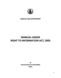   MANUAL UNDER  RIGHT TO INFORMATION ACT, 2005  AGRICULTURE DEPARTMENT 