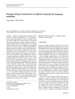Manual sorting of numerals in an inflective language for language modelling
