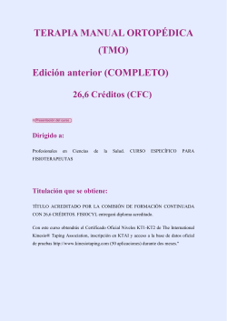 TERAPIA MANUAL ORTOPÉDICA (TMO) Edición anterior (COMPLETO) 26,6 Créditos (CFC)