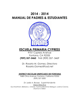 2014 - 2014 MANUAL DE PADRES &amp; ESTUDIANTES  ESCUELA PRIMARIA CYPRESS