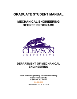 GRADUATE STUDENT MANUAL  MECHANICAL ENGINEERING DEGREE PROGRAMS