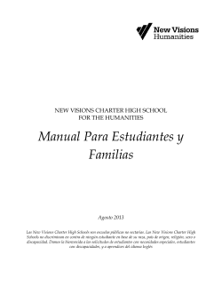Manual Para Estudiantes y Familias NEW VISIONS CHARTER HIGH SCHOOL FOR THE HUMANITIES