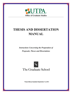 THESIS AND DISSERTATION MANUAL  Office of Graduate Studies