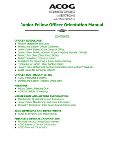 Junior Fellow Officer Orientation Manual CONTENTS
