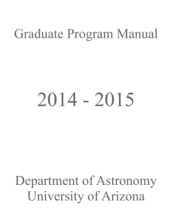 2014 - 2015  Graduate Program Manual Department of Astronomy