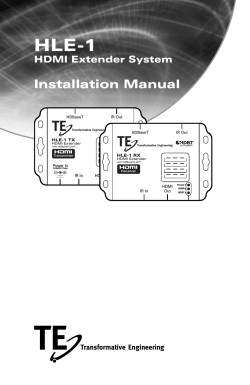 HLE-1 Installation Manual HDMI Extender System HDBaseT