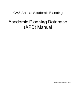 Academic Planning Database  (APD) Manual CAS Annual Academic Planning