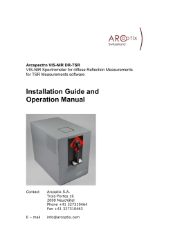 Installation Guide and Operation Manual  Arcspectro VIS-NIR DR-TSR