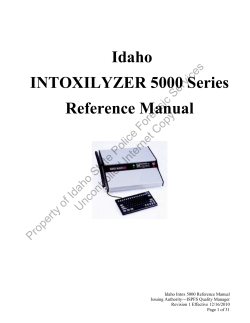 Idaho INTOXILYZER 5000 Series Reference Manual