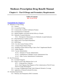 Medicare Prescription Drug Benefit Manual Table of Contents Transmittals for Chapter 6