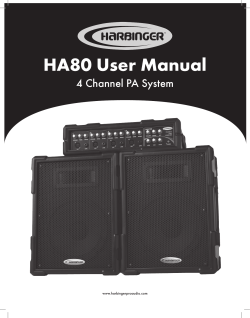 HA80 User Manual 4 Channel PA System www.harbingerproaudio.com