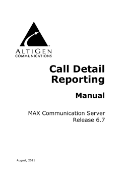 Call Detail Reporting Manual MAX Communication Server