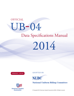2014 Data Specifications Manual OFFICIAL ADOPTED BY: