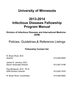 University of Minnesota 2013-2014 Infectious Diseases Fellowship Program Manual