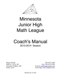 Minnesota Junior High Math League Coach's Manual