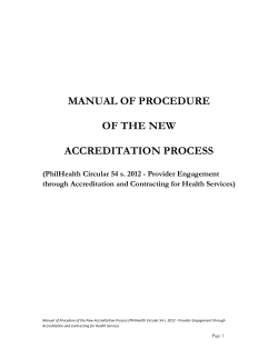 MANUAL OF PROCEDURE  OF THE NEW ACCREDITATION PROCESS
