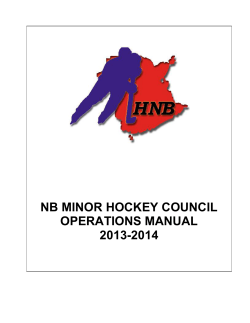 NB MINOR HOCKEY COUNCIL OPERATIONS MANUAL 2013-2014