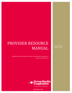 PROVIDER RESOURCE MANUAL  Revised Date: