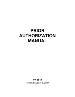PRIOR AUTHORIZATION MANUAL FY 2015