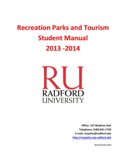 Recreation Parks and Tourism Student Manual 2013 -2014