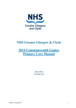 NHS Greater Glasgow &amp; Clyde 2014 Commonwealth Games Primary Care Manual