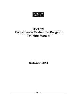 BUSPH Performance Evaluation Program Training Manual October 2014