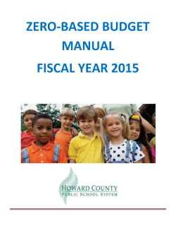 ZERO-BASED BUDGET MANUAL FISCAL YEAR 2015
