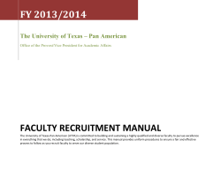 FY 2013/2014 FACULTY RECRUITMENT MANUAL The University of Texas – Pan American