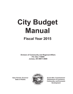 City Budget Manual Fiscal Year 2015 Division of Community and Regional Affairs