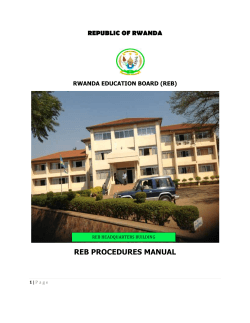 REB PROCEDURES MANUAL REPUBLIC OF RWANDA RWANDA EDUCATION BOARD (REB)