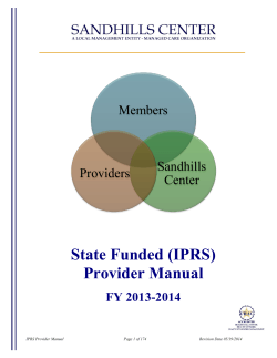 State Funded (IPRS) Provider Manual Members Sandhills