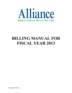 BILLING MANUAL FOR FISCAL YEAR 2013 Updated 8/29/2012