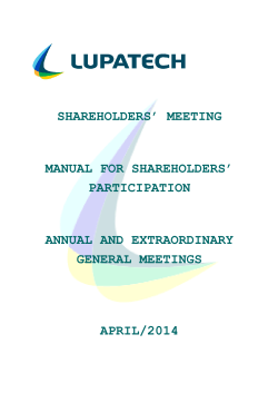 SHAREHOLDERS’ MEETING MANUAL FOR SHAREHOLDERS’ PARTICIPATION ANNUAL AND EXTRAORDINARY