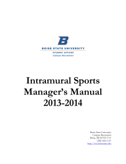 Intramural Sports Manager’s Manual 2013-2014
