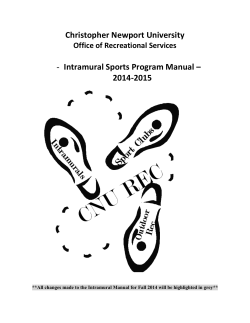 Christopher Newport University  Intramural Sports Program Manual – 2014-2015