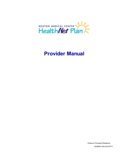 Provider Manual  Division: Provider  Relations Updated January 2014