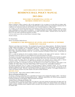 RESIDENCE HALL POLICY MANUAL 2013-2014 ALICE HOLLOWAY YOUNG COMMONS
