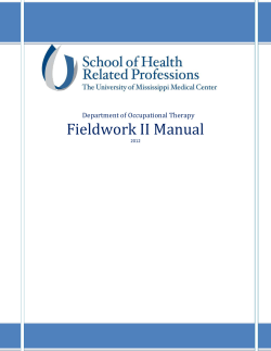 Fieldwork II Manual Department of Occupational Therapy 2012