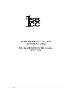 SANTA BARBARA CITY COLLEGE FINANCIAL AID OFFICE POLICY AND PROCEDURES MANUAL