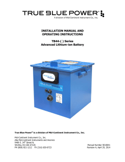 INSTALLATION MANUAL AND OPERATING INSTRUCTIONS TB44-( ) Series