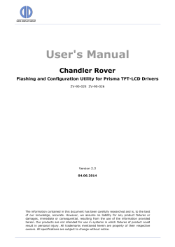 User's Manual Chandler Rover Flashing and Configuration Utility for Prisma TFT-LCD Drivers