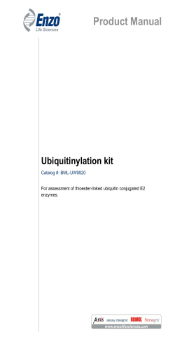 Product Manual Ubiquitinylation kit For assessment of thioester-linked ubiquitin conjugated E2